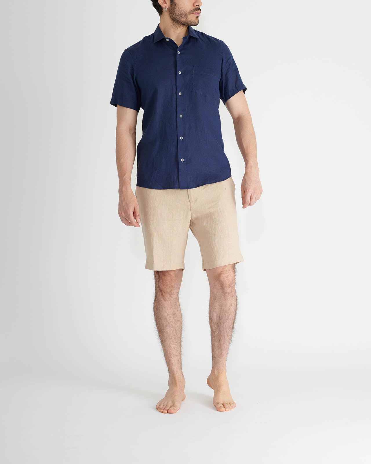Short-sleeved linen shirt