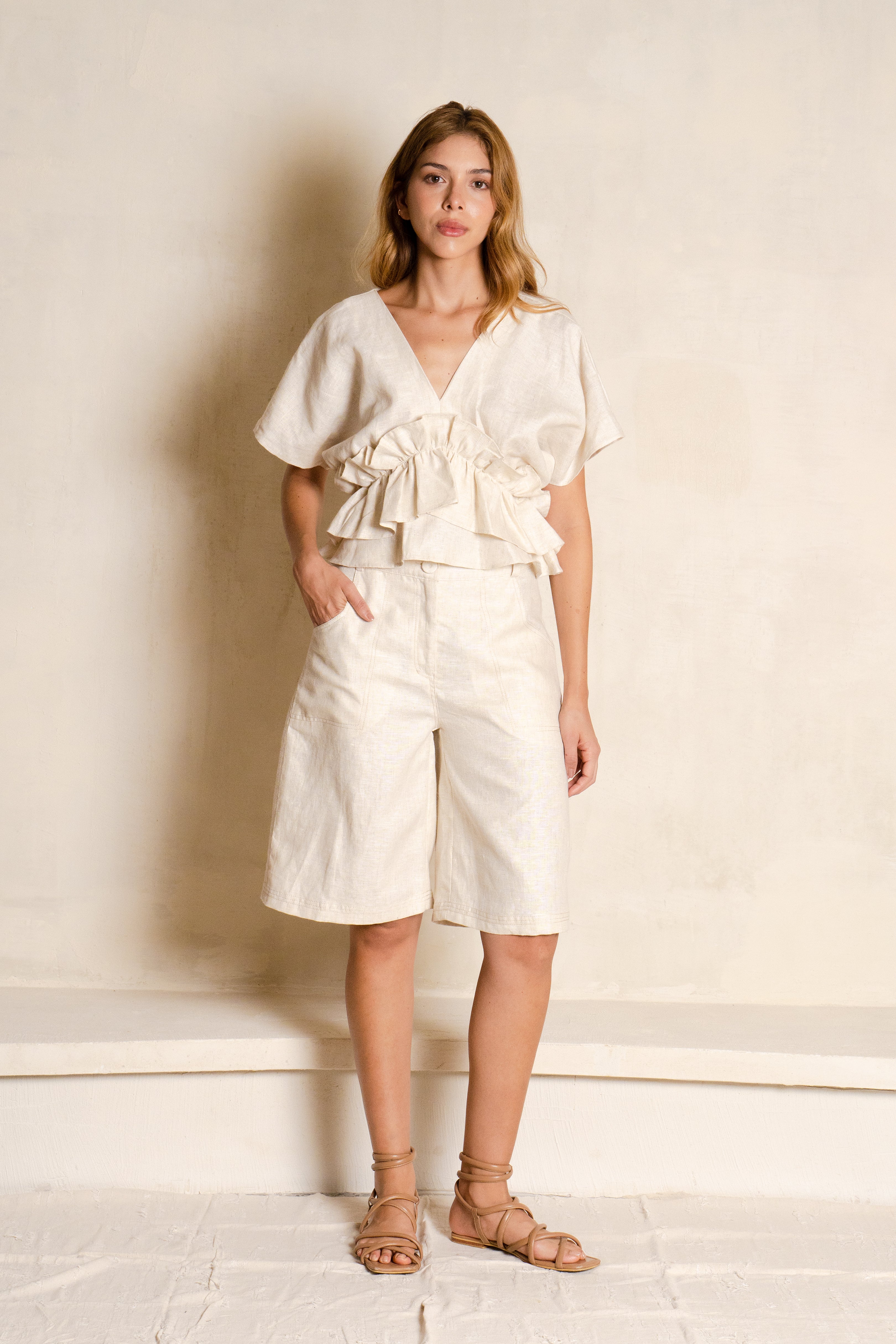 Linen bermuda