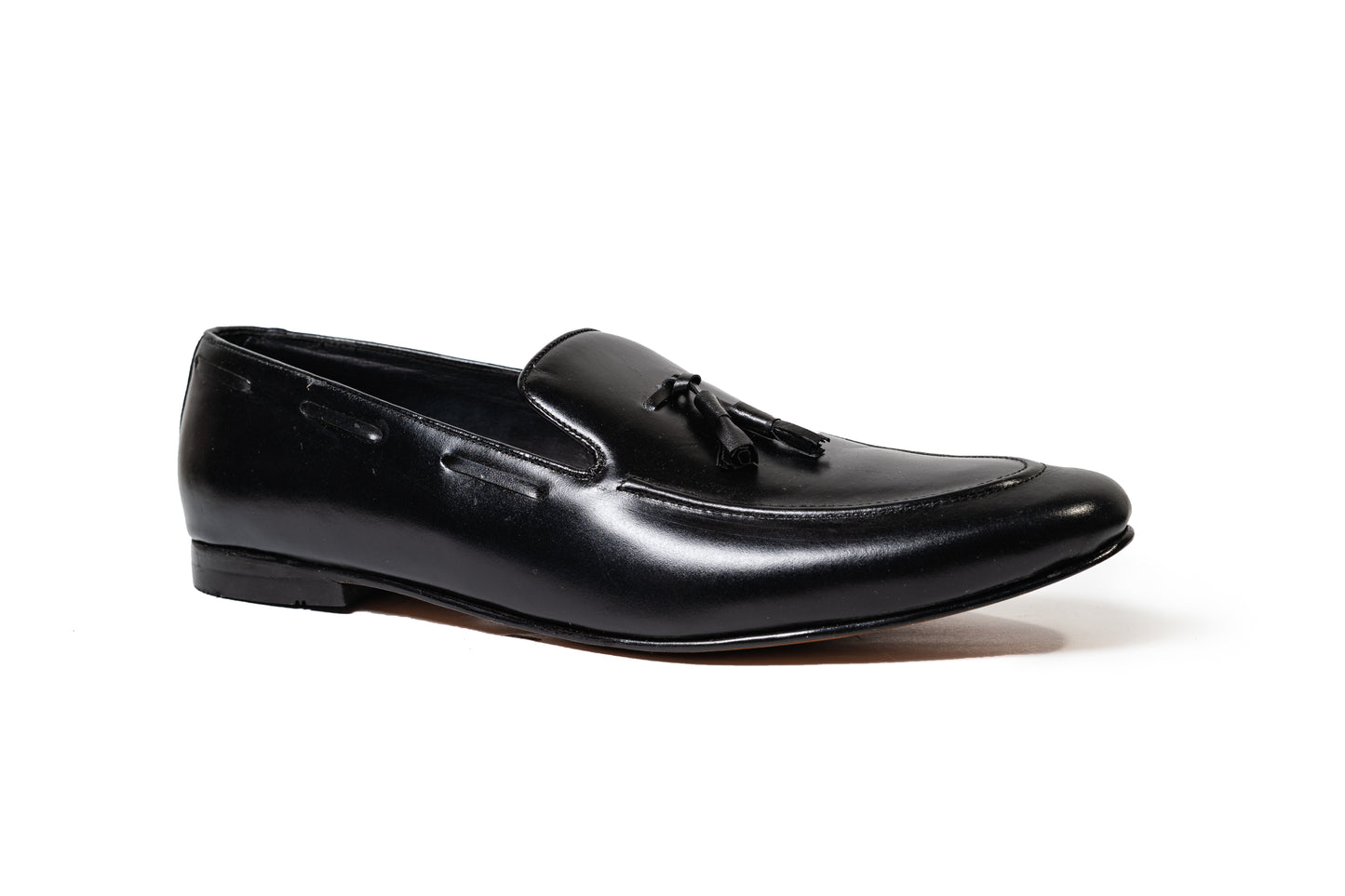 Black leather loafers