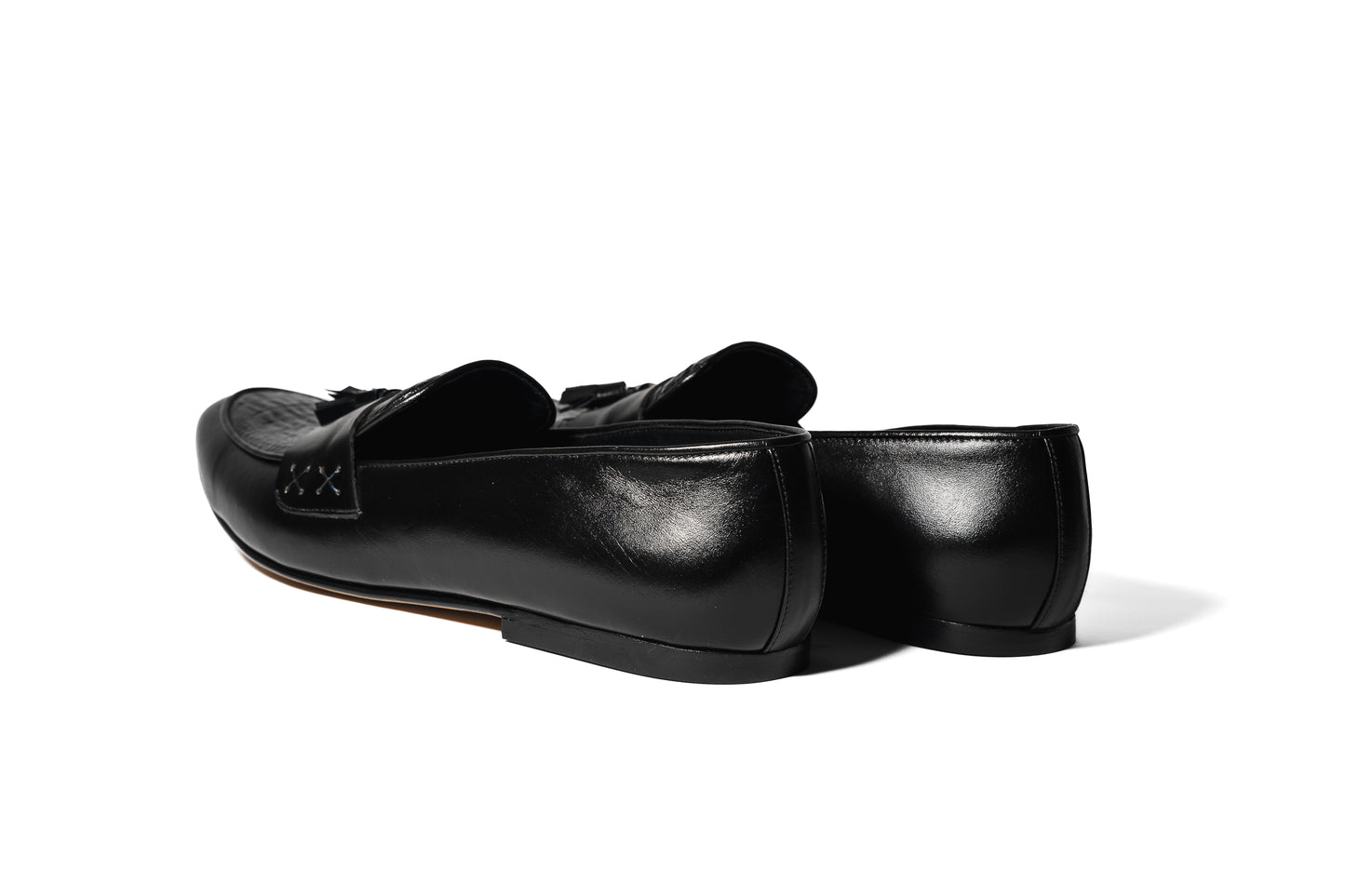 Black leather loafers