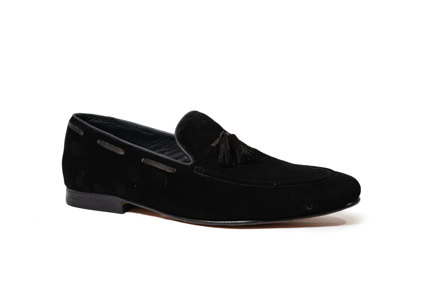 Black suede loafer