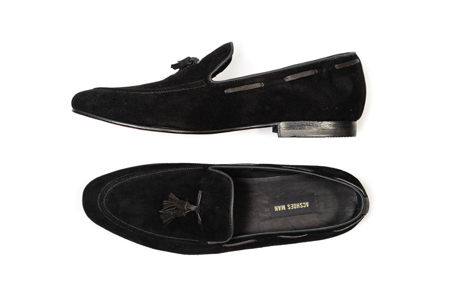 Black suede loafer