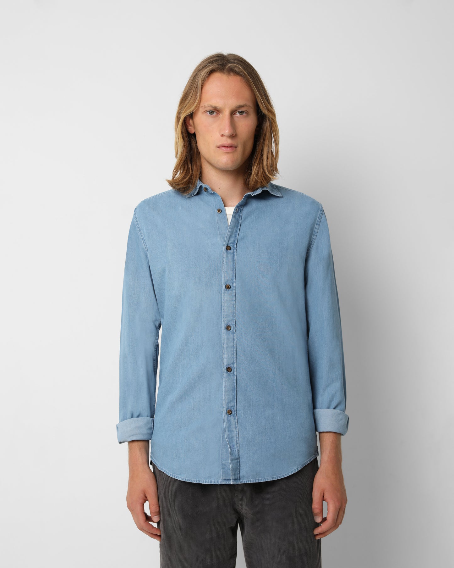 Camisa Denim Botones Contraste