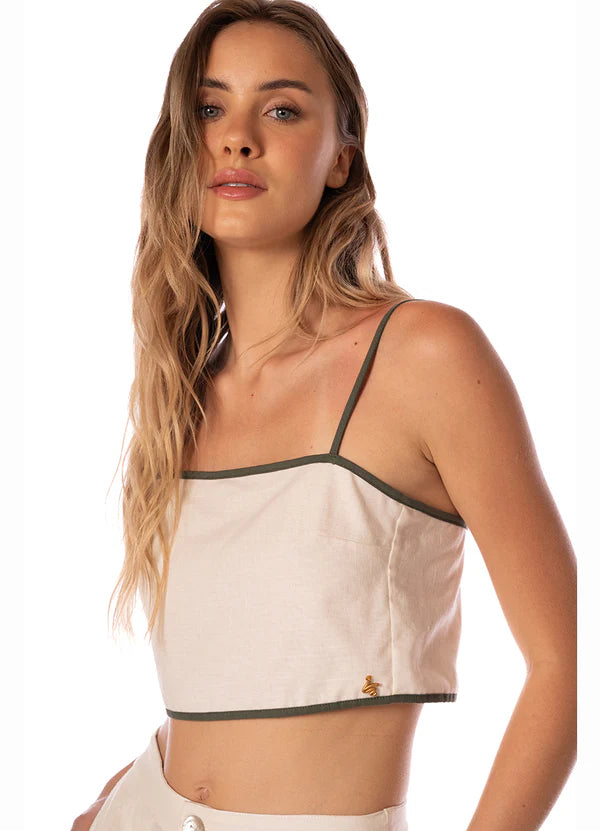 Solid sage dunes zaria crop top
