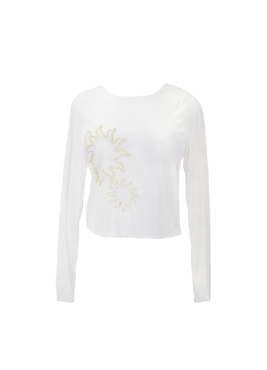 Solid crystal shore carlota mesh sweater