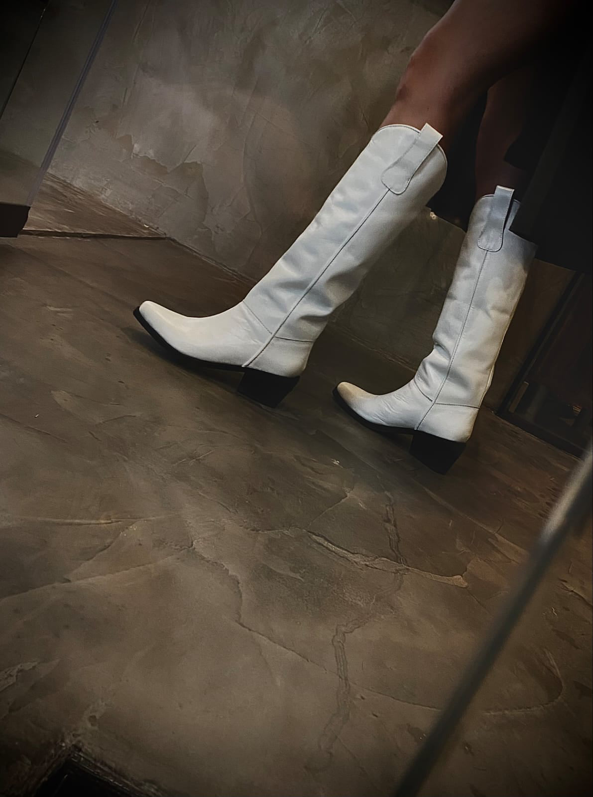 Extra long white texan boot
