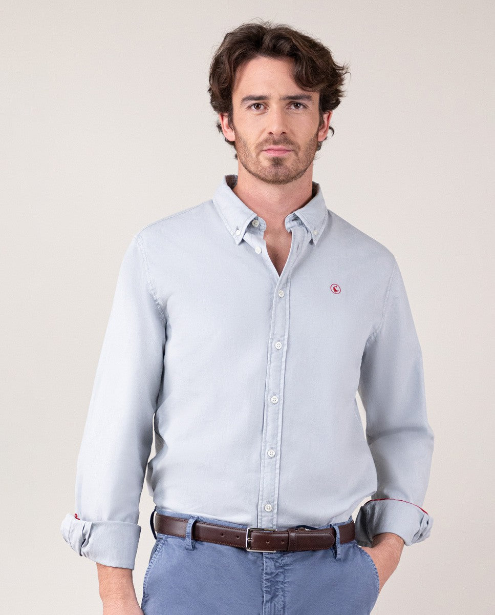 Camisa Algodon Garment Dyed Gris