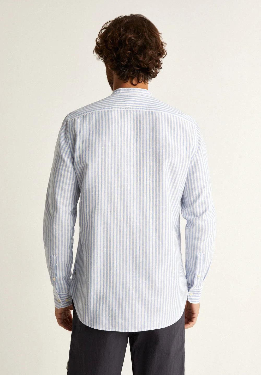 Abbot Mao Shirt Light Blue Stripes 39