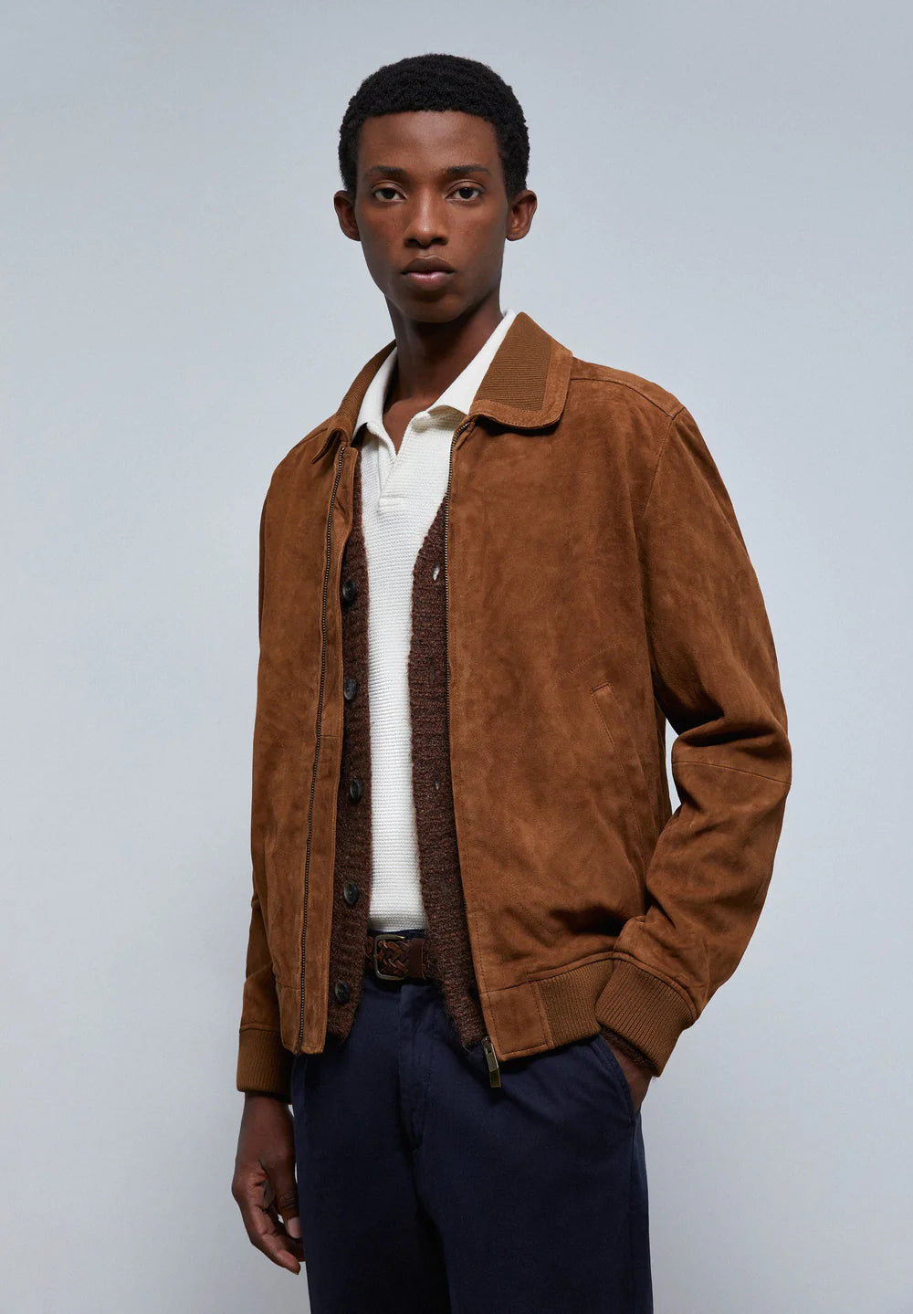 Chaqueta Suede Bomber Rib