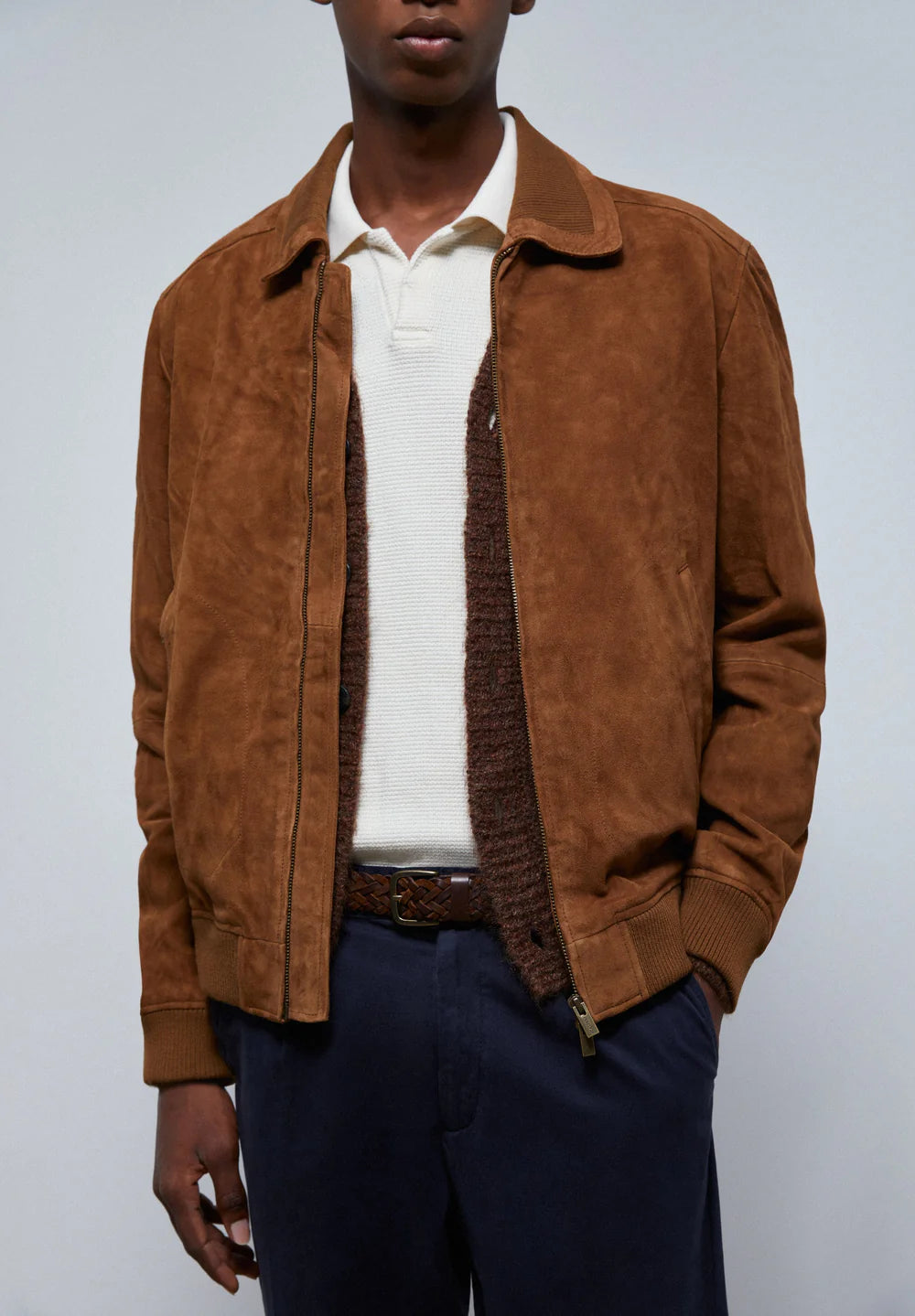 Chaqueta Suede Bomber Rib