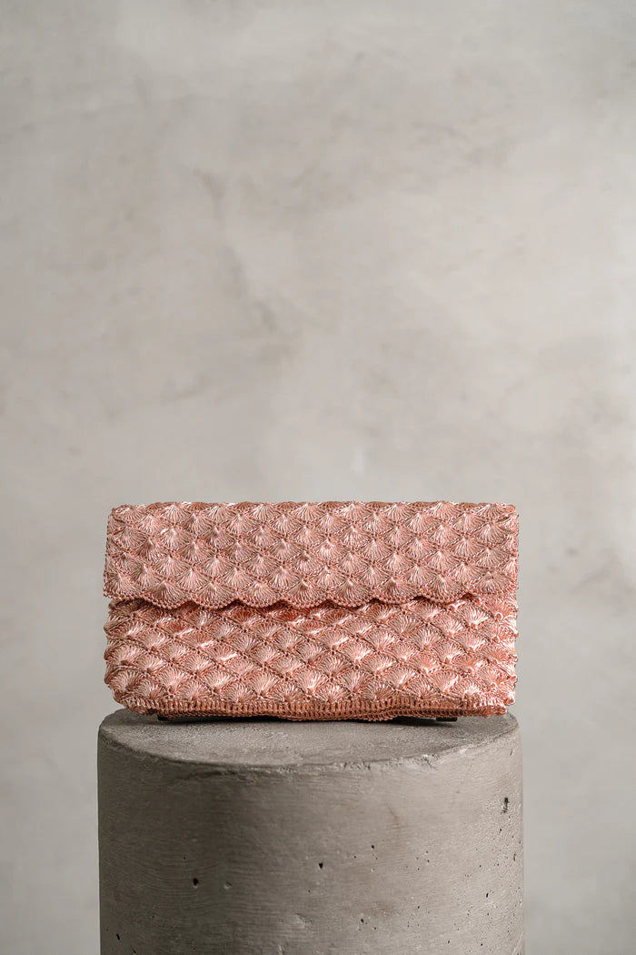 Rose gold metal clutch