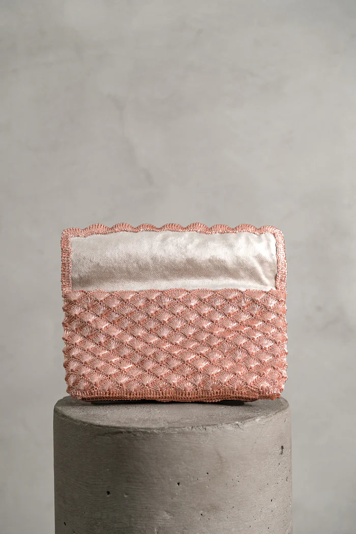 Rose gold metal clutch