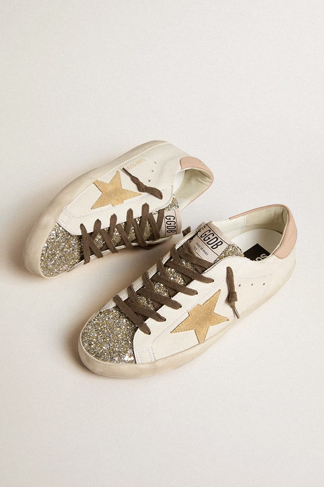 Tenis Golden Goose Super Star Biobase Glitter Suede Star Leath Mujer