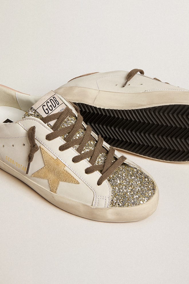 Tenis Golden Goose Super Star Biobase Glitter Suede Star Leath Mujer