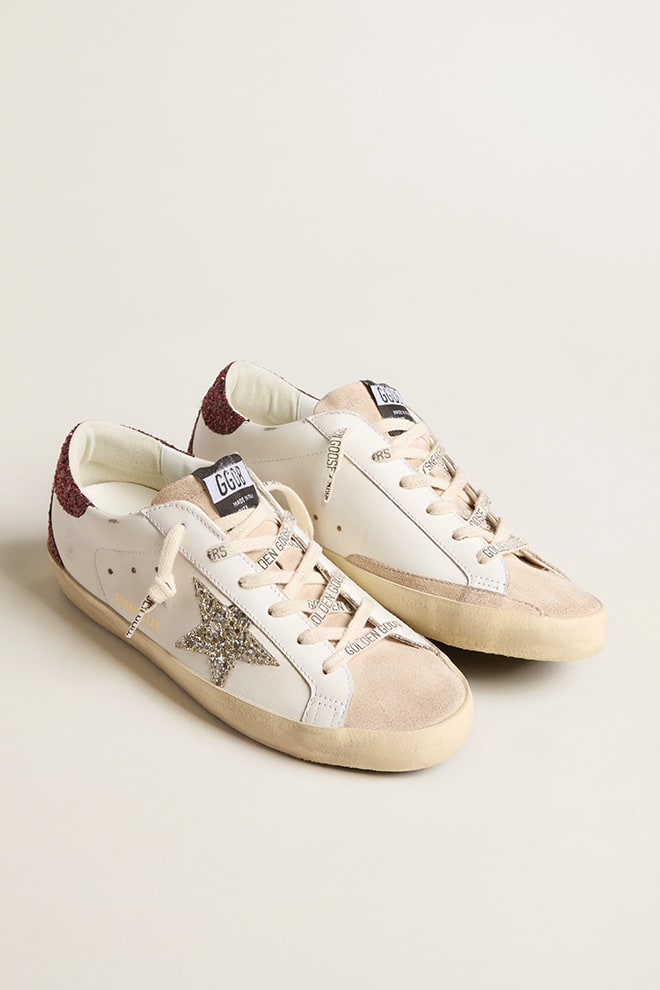 Tenis Golden Goose Super-Star  Leath Glitter Star Spur Suede Mujer