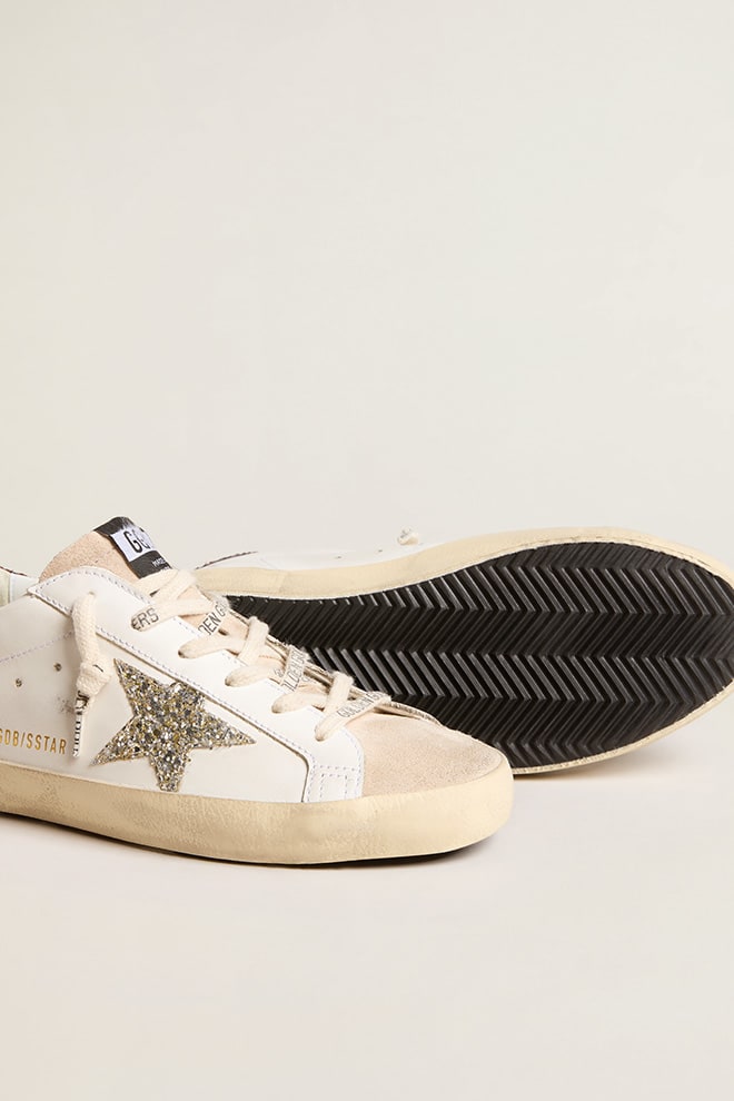 Tenis Golden Goose Super-Star  Leath Glitter Star Spur Suede Mujer