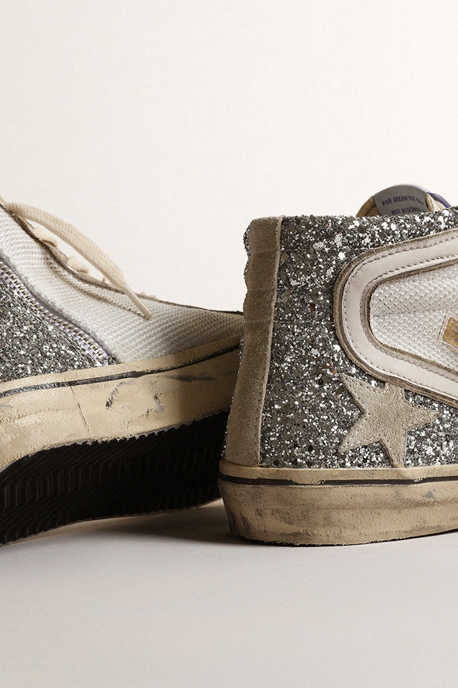 Tenis Deportivos Slide Net And Glitter Upper Suede Toe