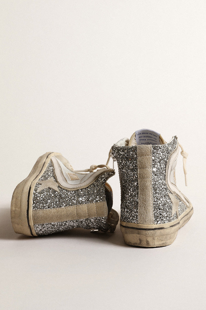 Tenis Deportivos Slide Net And Glitter Upper Suede Toe