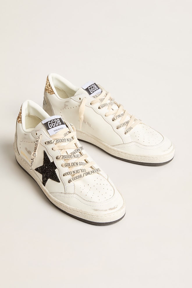 Tenis Golden Goose Ballstar Leather Glitter Star Suede Spur Mujer