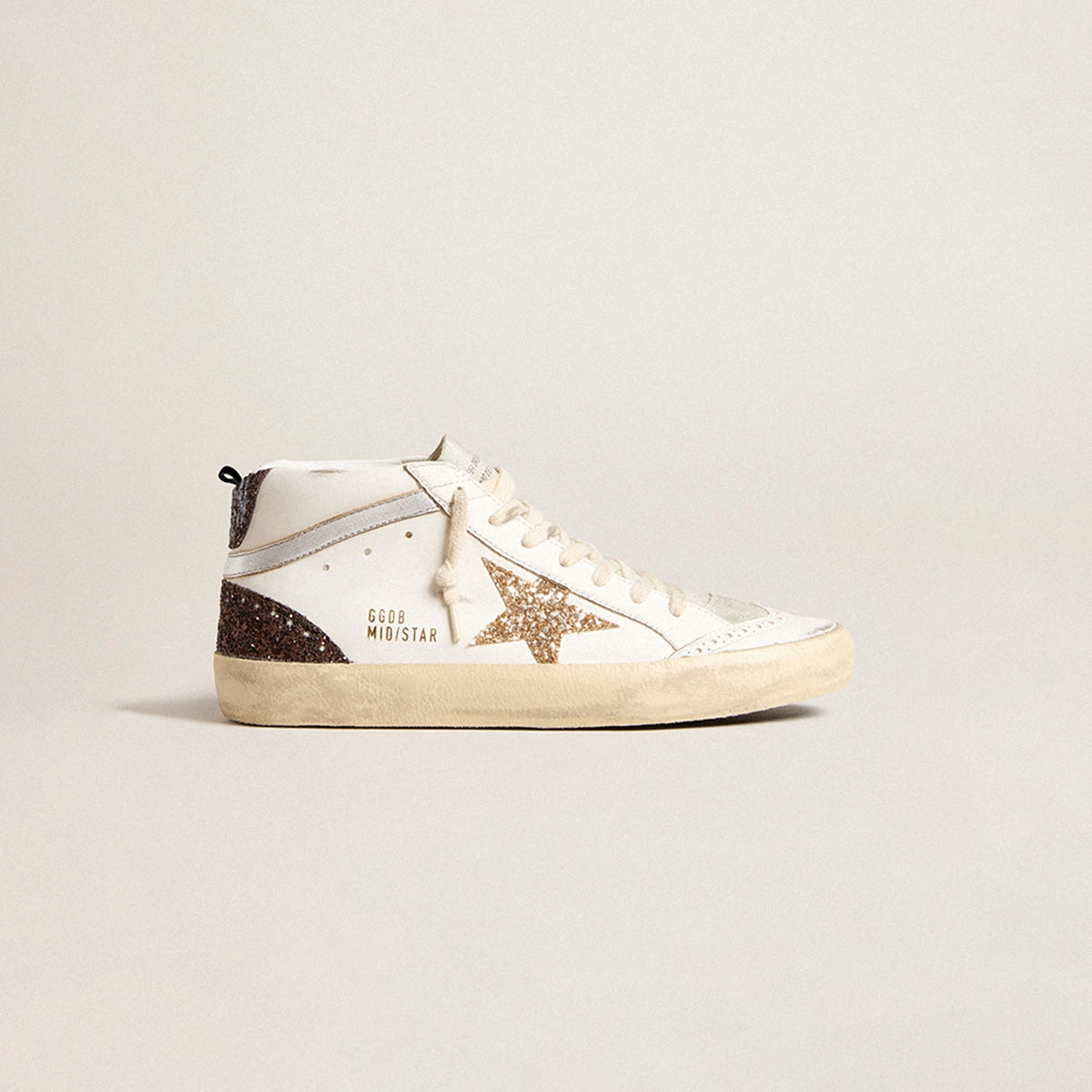 Tenis Golden Goose Mujer Mid Star Leather Upper And Toe Glitter Star