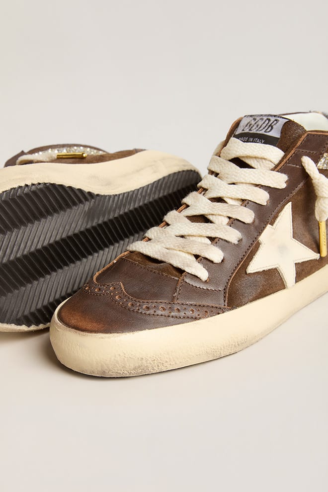 Tenis Golden Goose Midstar Leather Spur Star Suede Horsy Heel Mujer