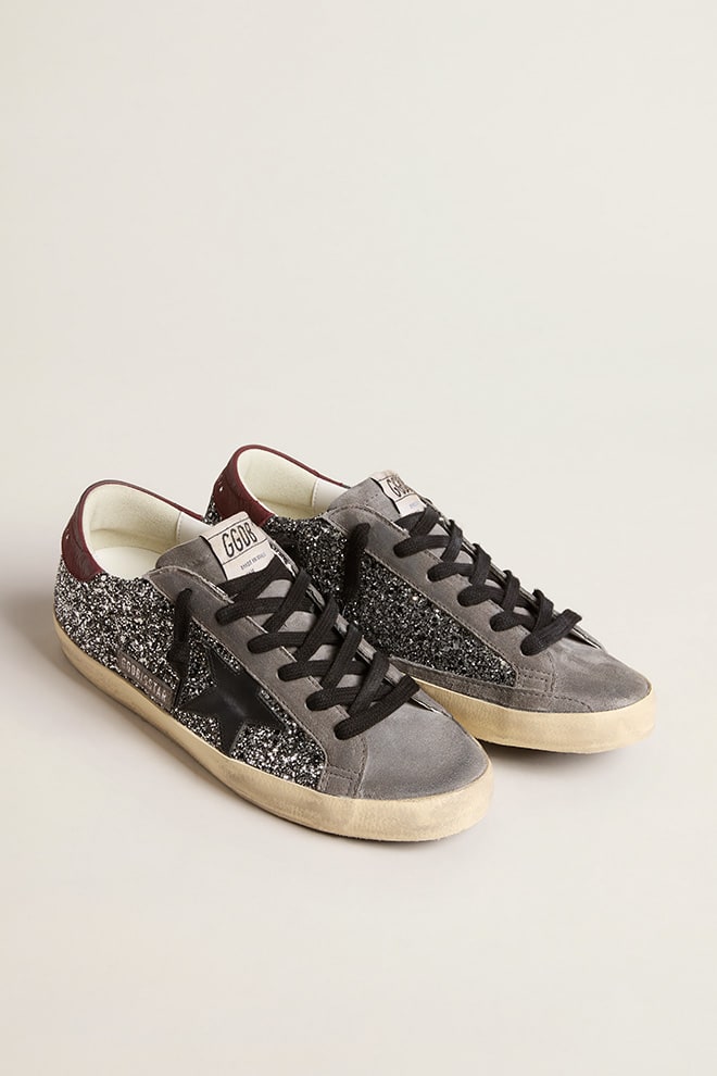 Tenis Golden Goose Super Star Glitter Suede Leather Star Mujer