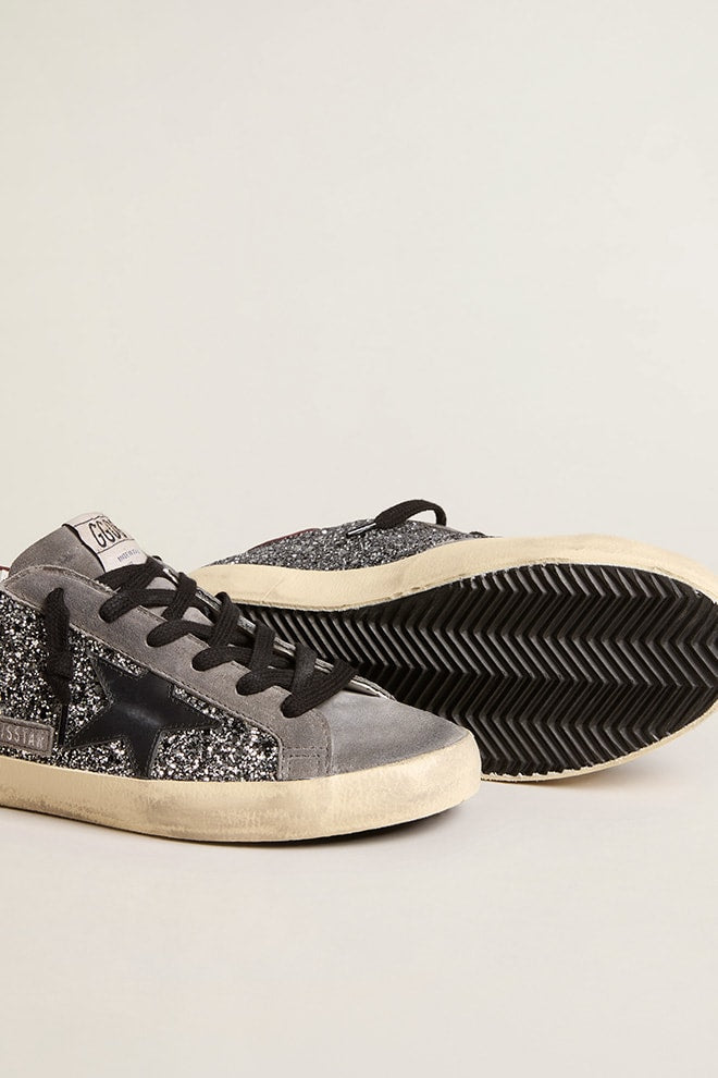 Tenis Golden Goose Super Star Glitter Suede Leather Star Mujer