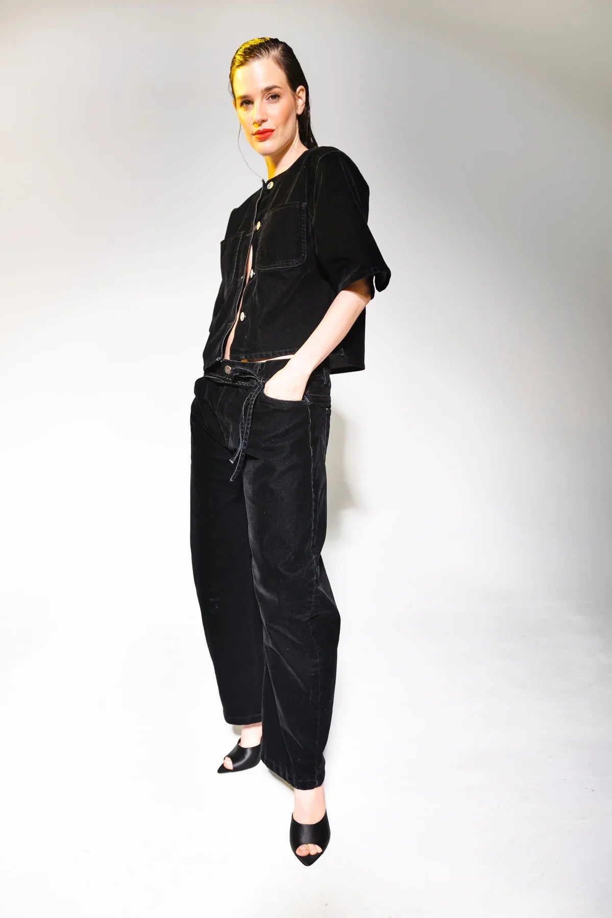 Denim velvet black