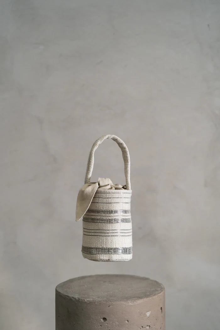 Silver mini bucket bag