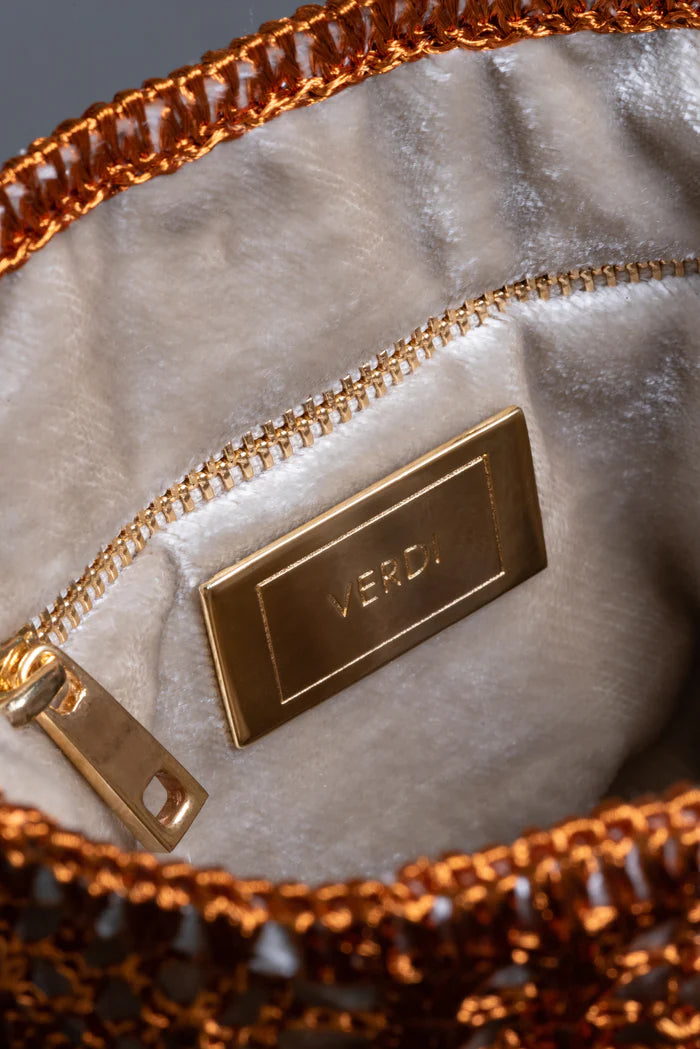 Copper pineapple backpack with beige velvet