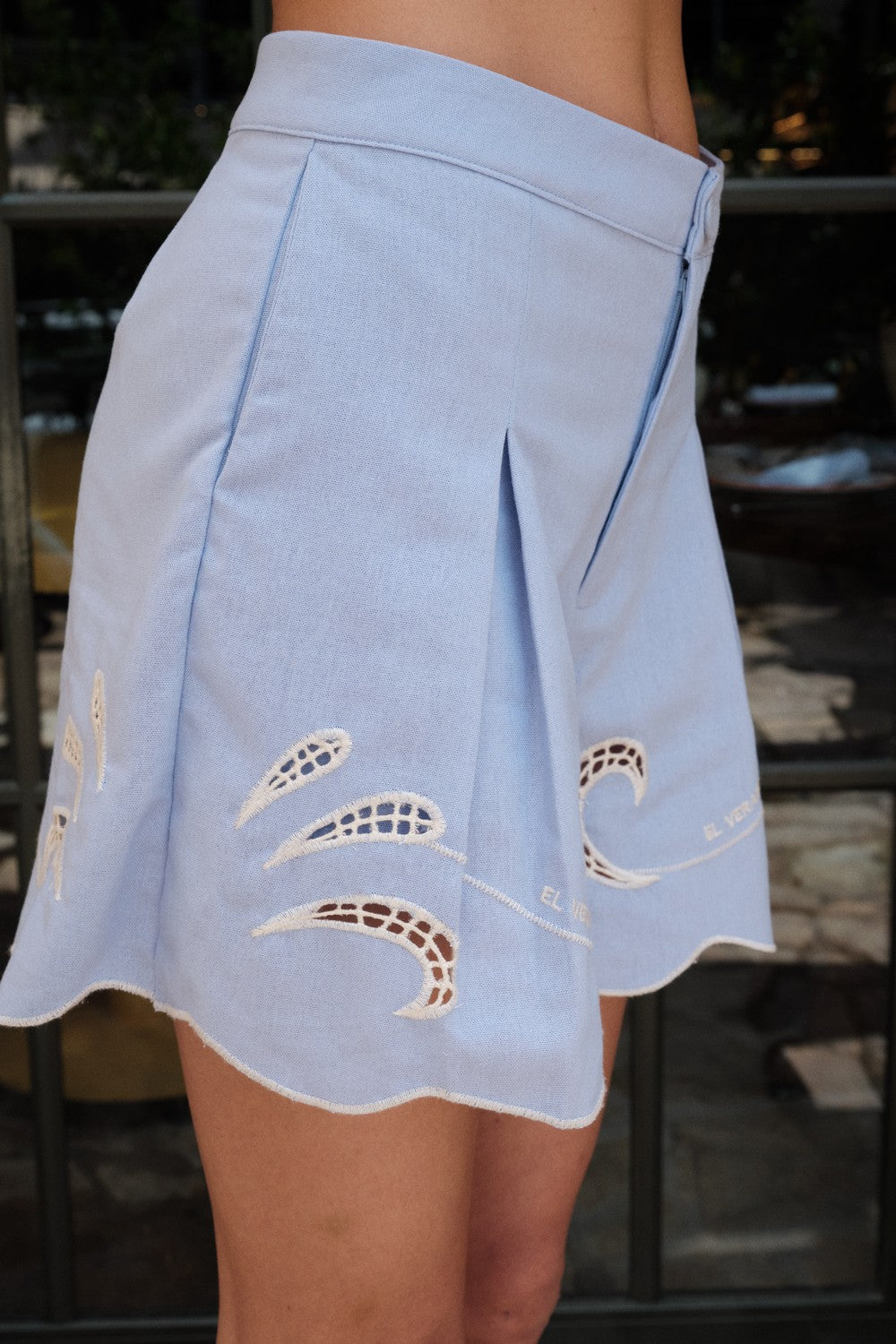 Embroided hem shorts