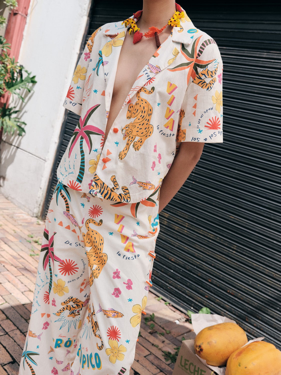 Printed button-up shirt