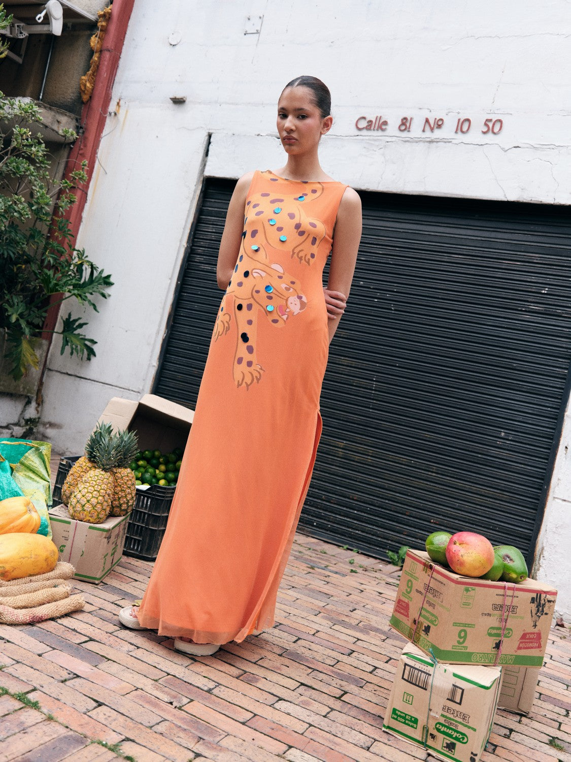 Tiger print maxi dress