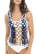 Macrame crop top with fringes