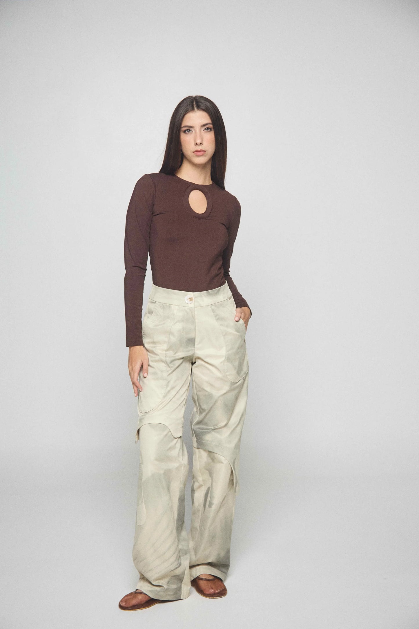 Pluma print beige pant