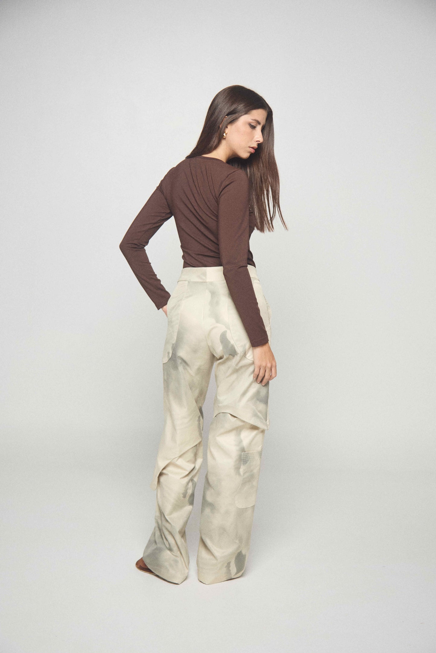 Pluma print beige pant