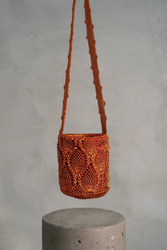 Copper pineapple backpack with wine lining