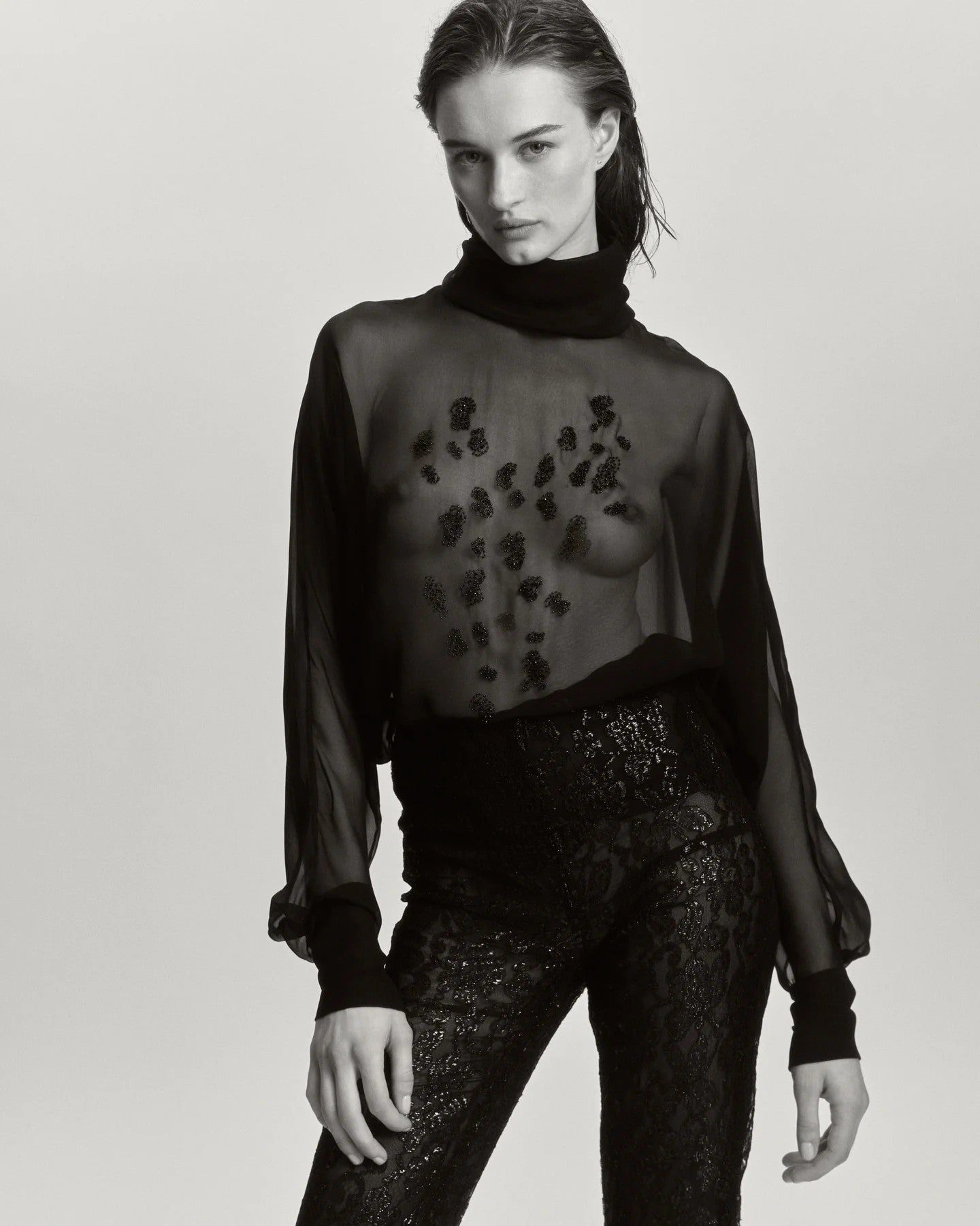 Dusk sheer embroidred blouse