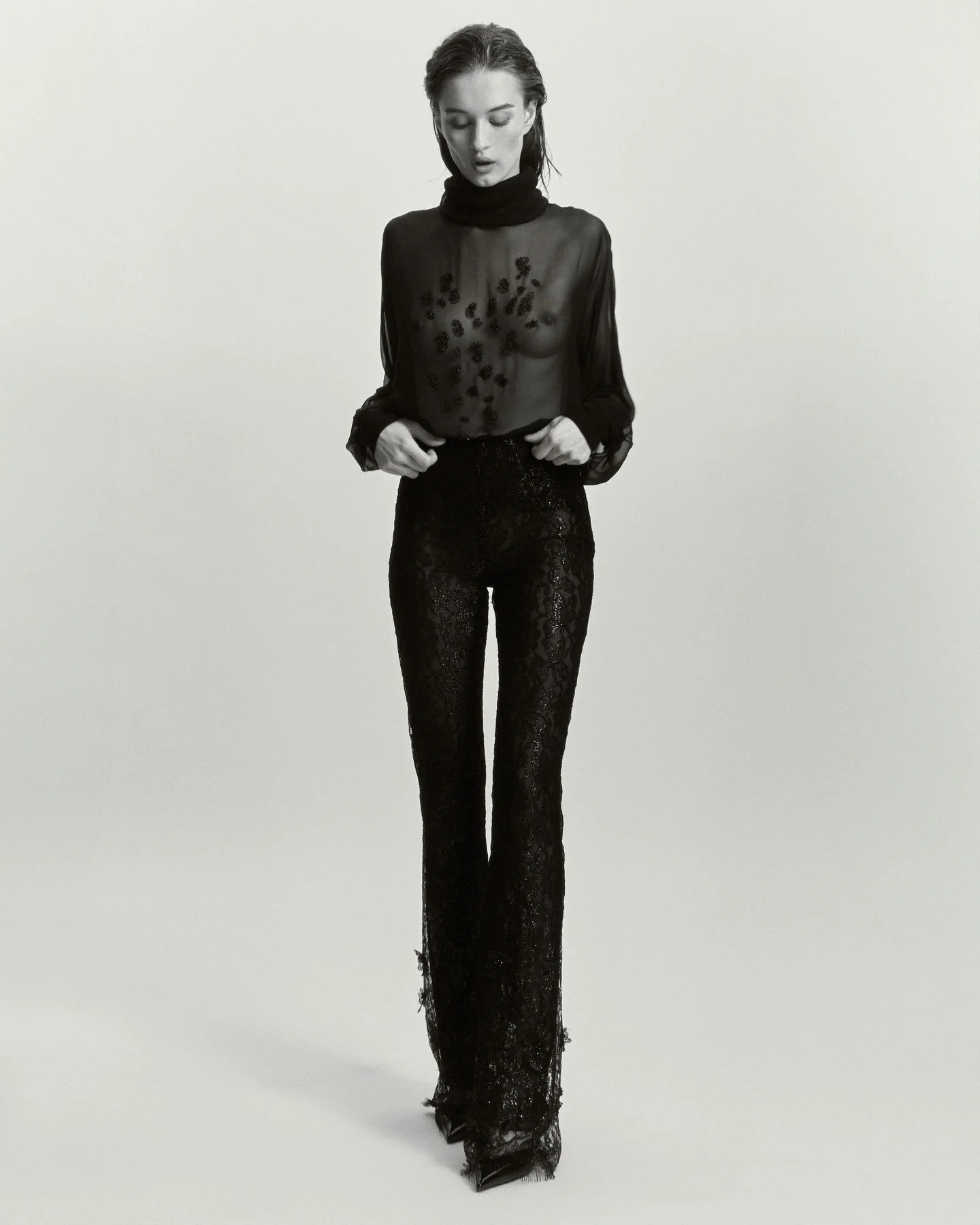 Dusk sheer embroidred blouse