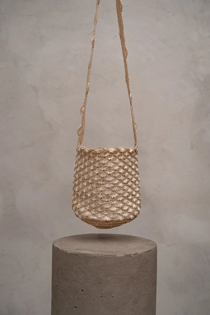 Solar gold striped shell backpack