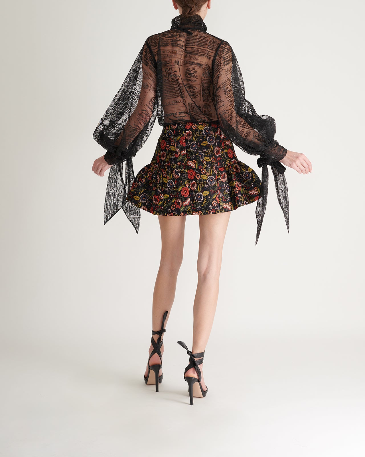Floral brocade mini skirt