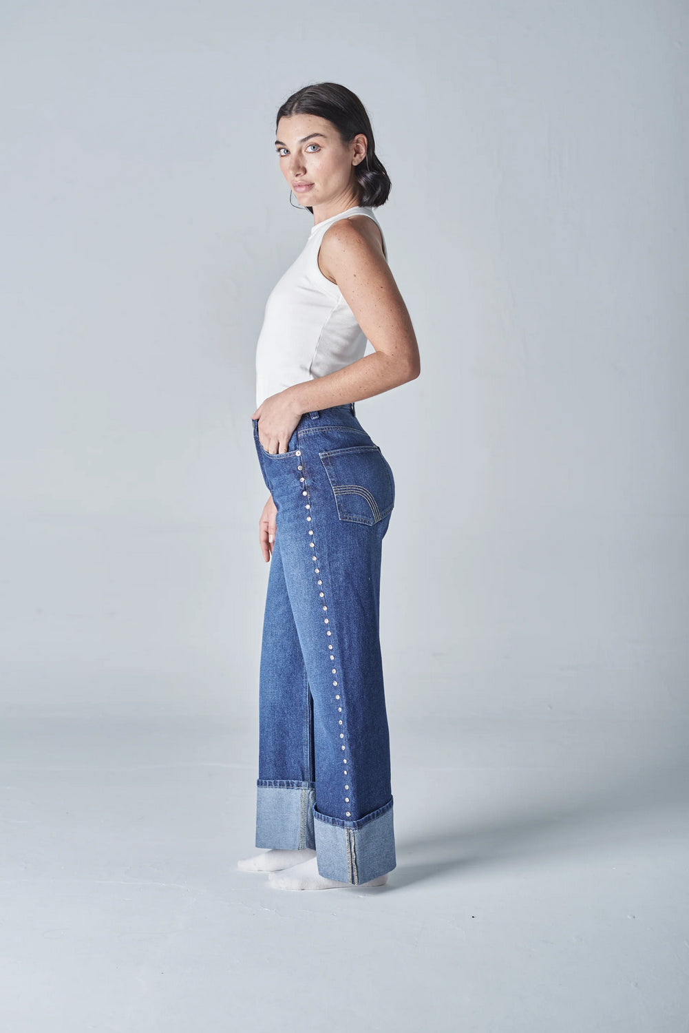 Stud flare jean 039