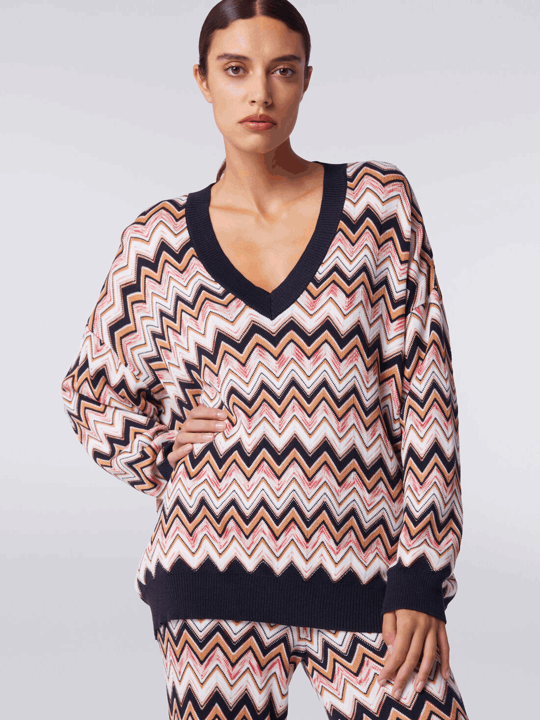 Jersey Extragrande Zigzag Con Ribetes En Contraste