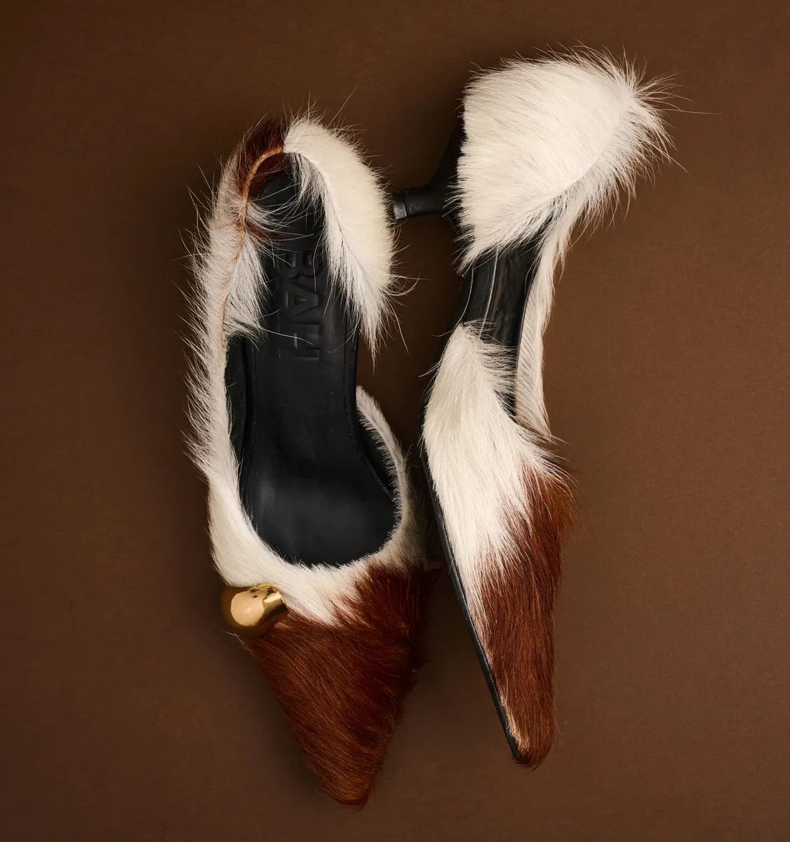 Cow jewel heel shoe