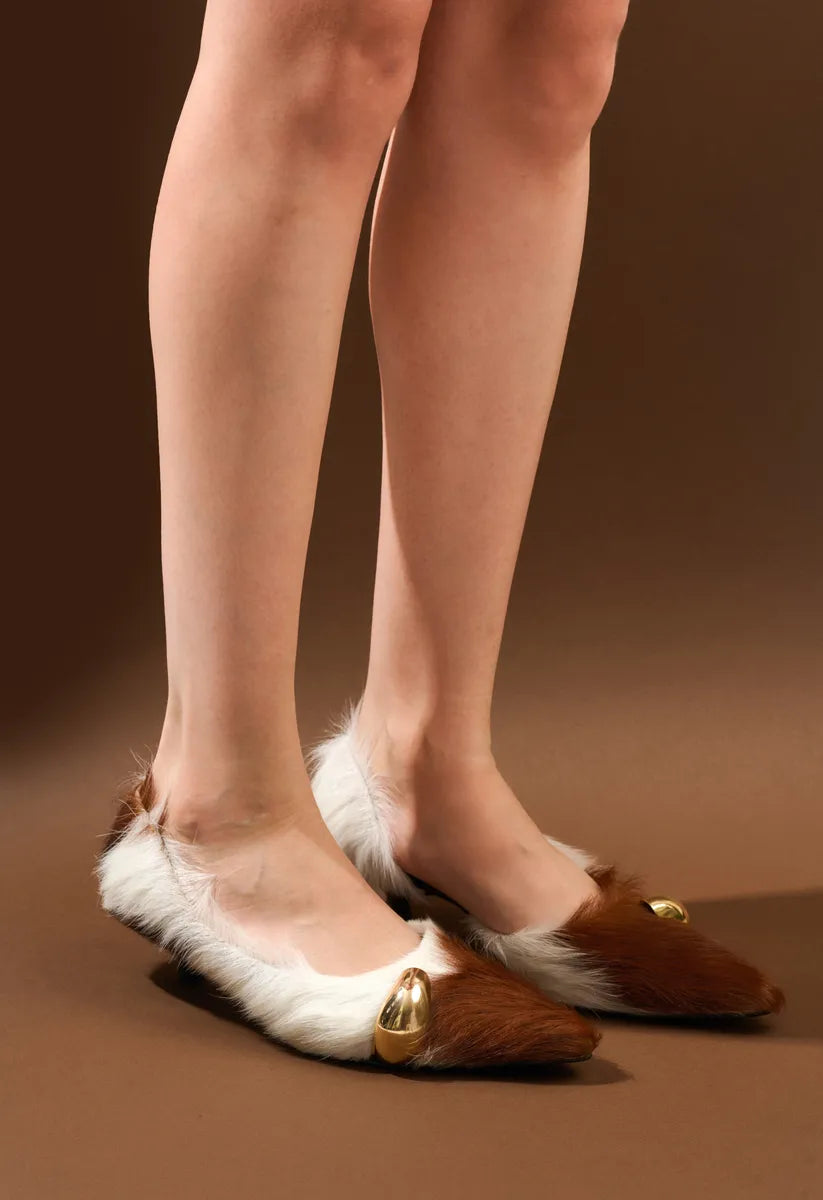 Cow jewel heel shoe