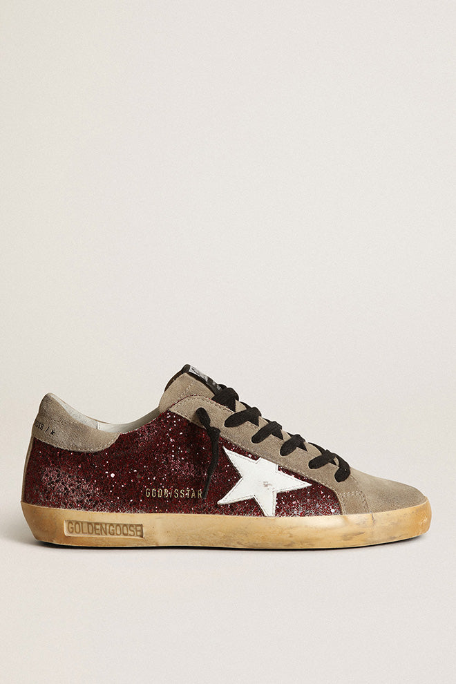 Tenis Golden Goose Super-Star Glitter Upper Suede Toe And Heel Leather Mujer