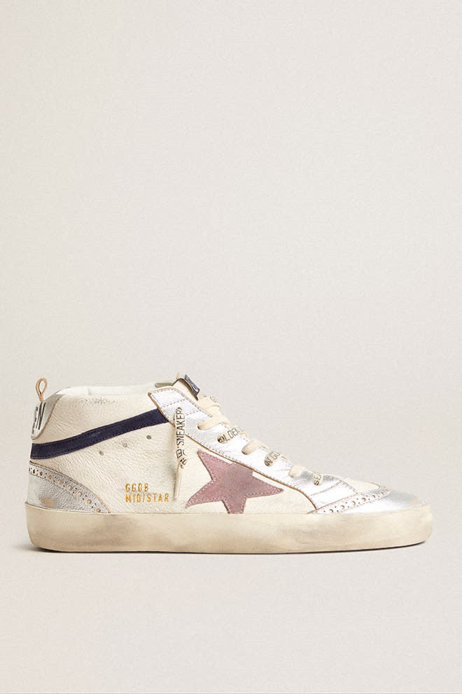 Tenis Golden Goose Mid Star Laminated Toe Heel And Spur Nappa Mujer