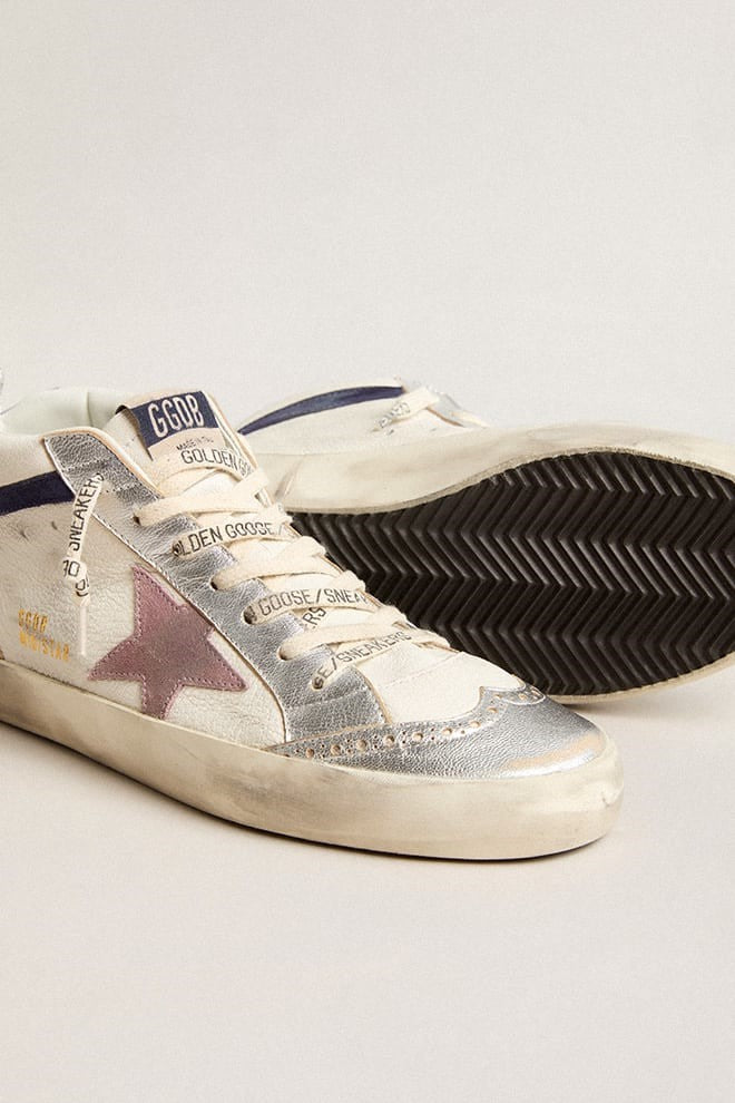 Tenis Golden Goose Mid Star Laminated Toe Heel And Spur Nappa Mujer