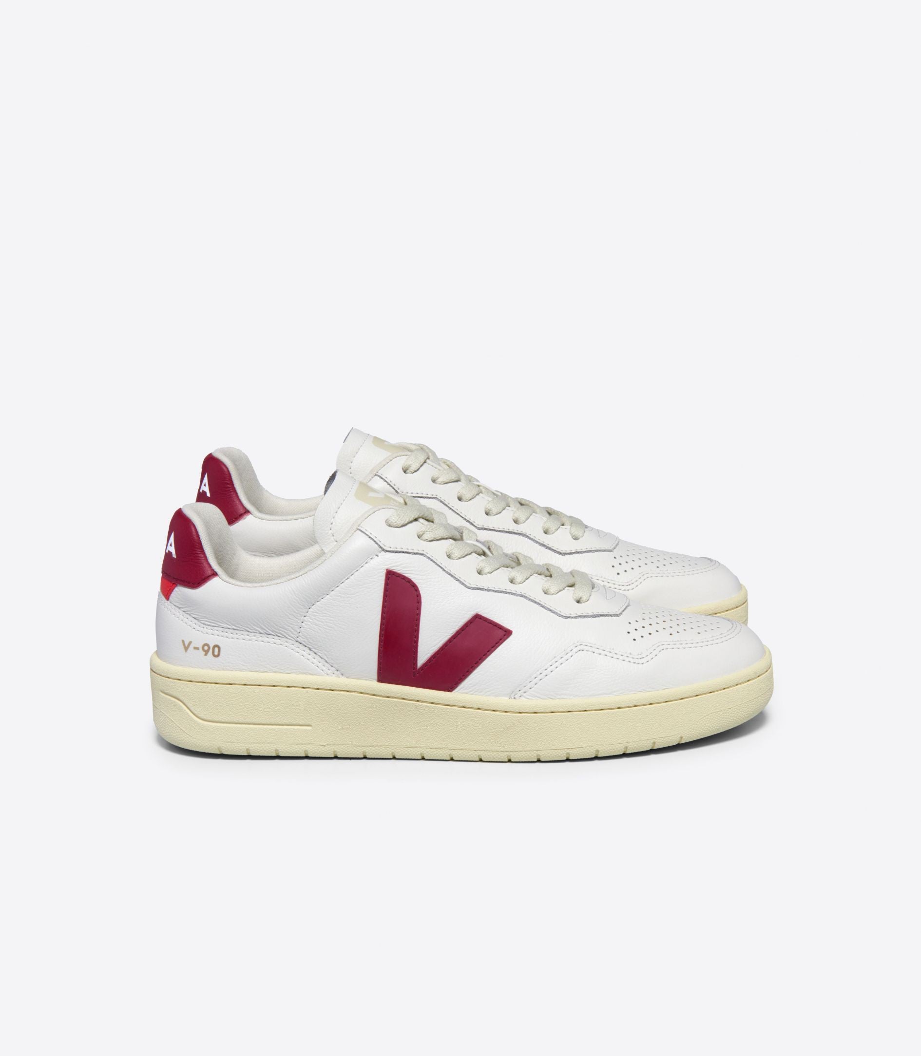 Tenis Veja De Hombre V-90 Leather White Marsala