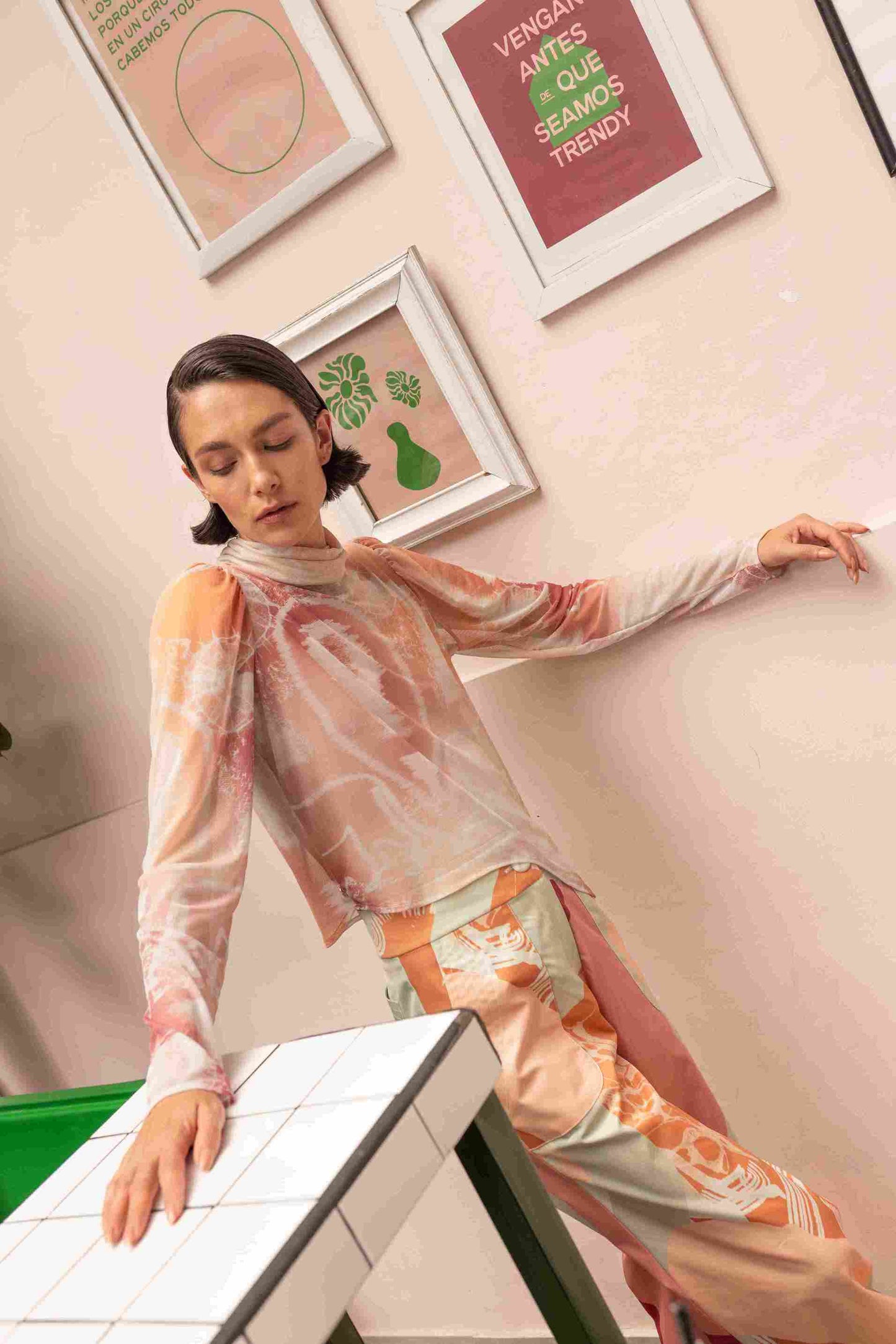 Aurea mesh pink top